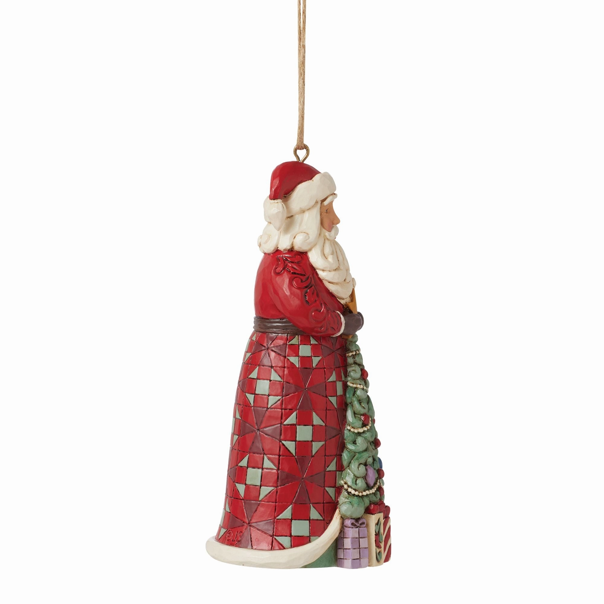Santa with Tree in Skirt Orn