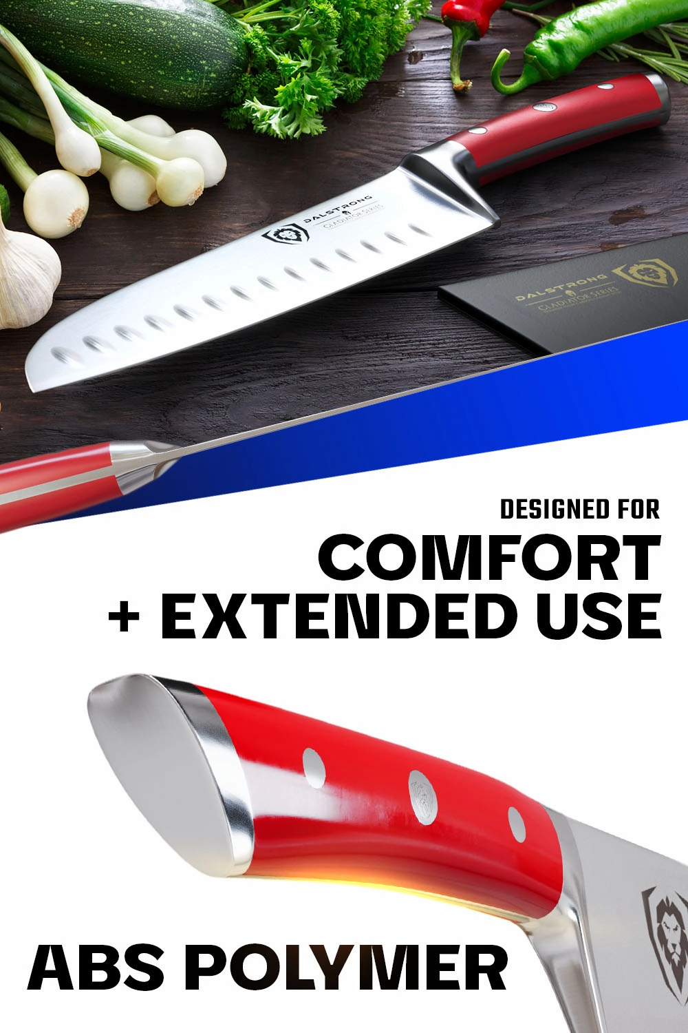 Santoku Knife 7" | Crimson Red ABS Handle | Gladiator Series | NSF Certified | Dalstrong 