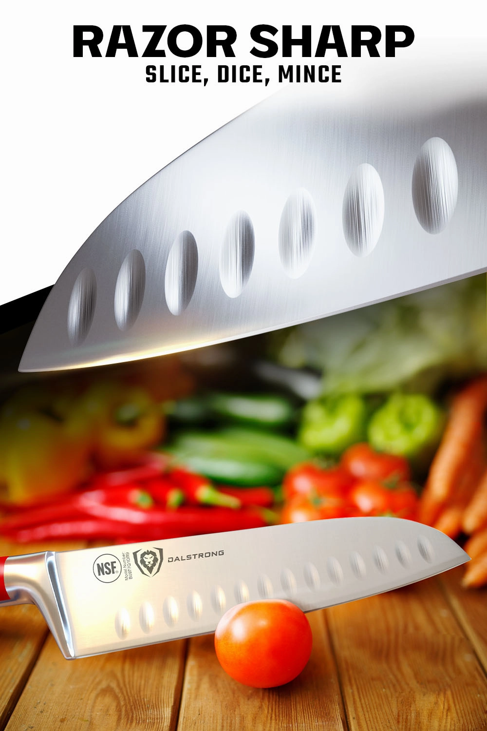 Santoku Knife 7" | Crimson Red ABS Handle | Gladiator Series | NSF Certified | Dalstrong 