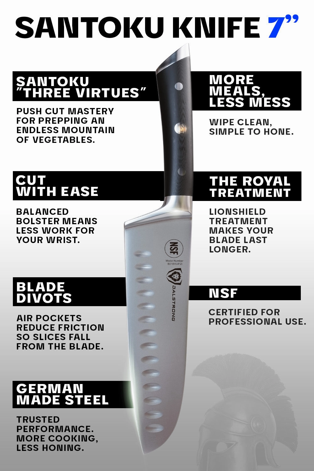 Santoku Knife 7" | Gladiator Series | NSF Certified | Dalstrong 