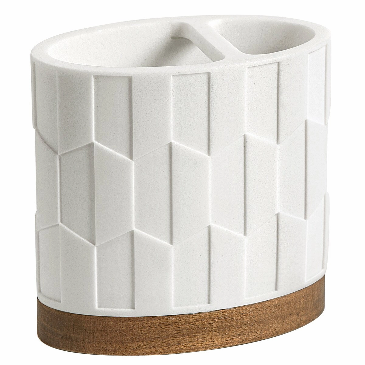 Sarasota Resin with Wood Toothbrush Holder - White/Wood toothbrush holder,bathroom cup,bathroom organizer