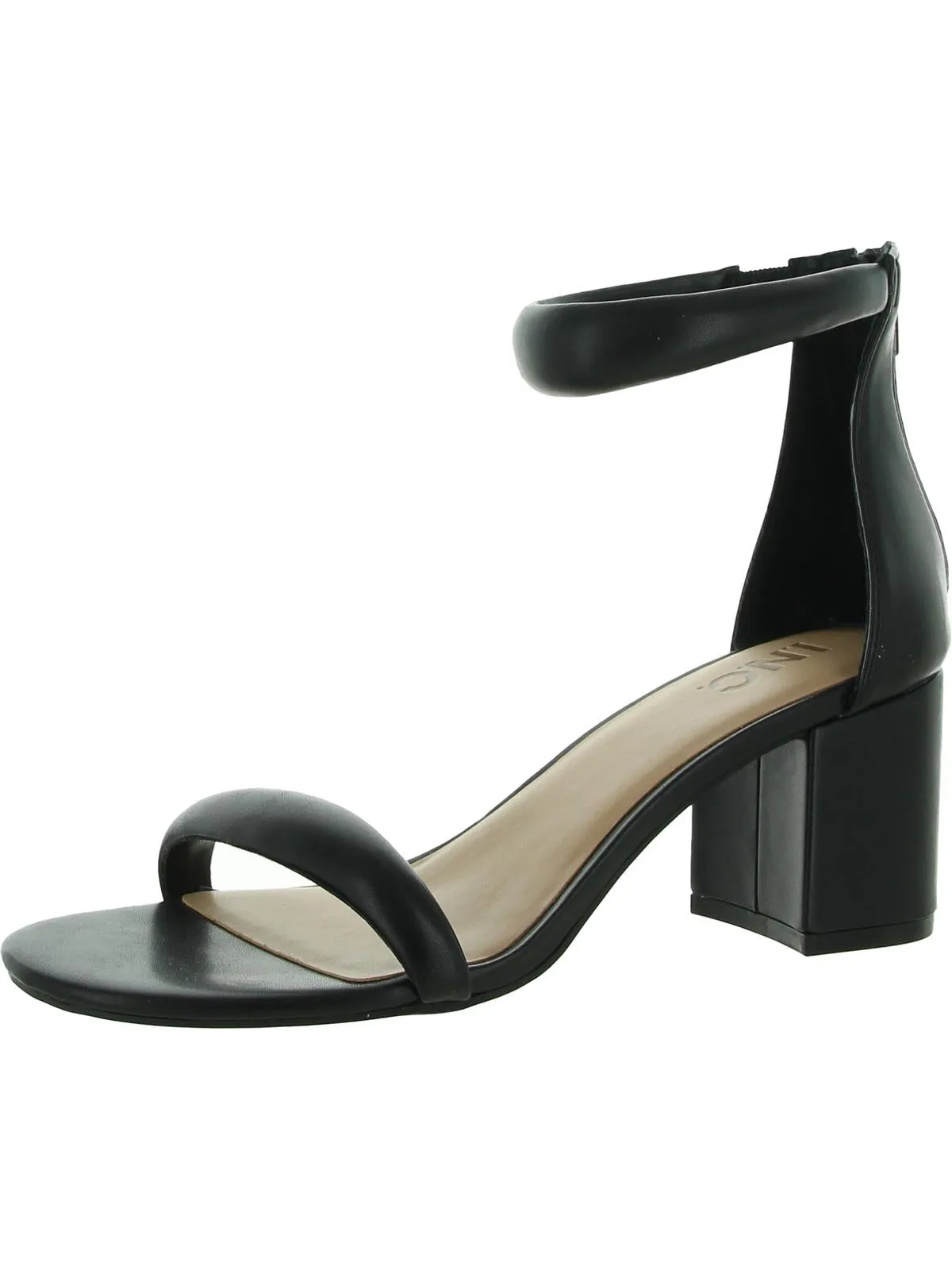 Sassia Womens Faux Leather Ankle Strap Block Heels