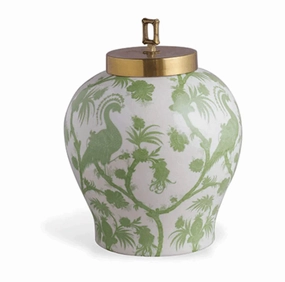 Scalamandre Balinese Peacock Green Porcelain Jar vase,flower vase,home decoration