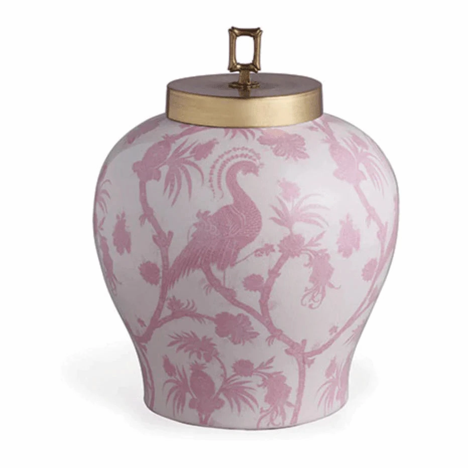 Scalamandre Balinese Peacock Pink Porcelain Jar vase,flower vase,home decoration