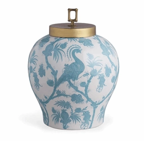 Scalamandre Balinese Peacock Turquoise Porcelain Jar vase,flower vase,home decoration