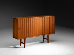 Scandinavian Sideboard With Slatted Doors in Teak storage cabinet,organizer,furniture storage