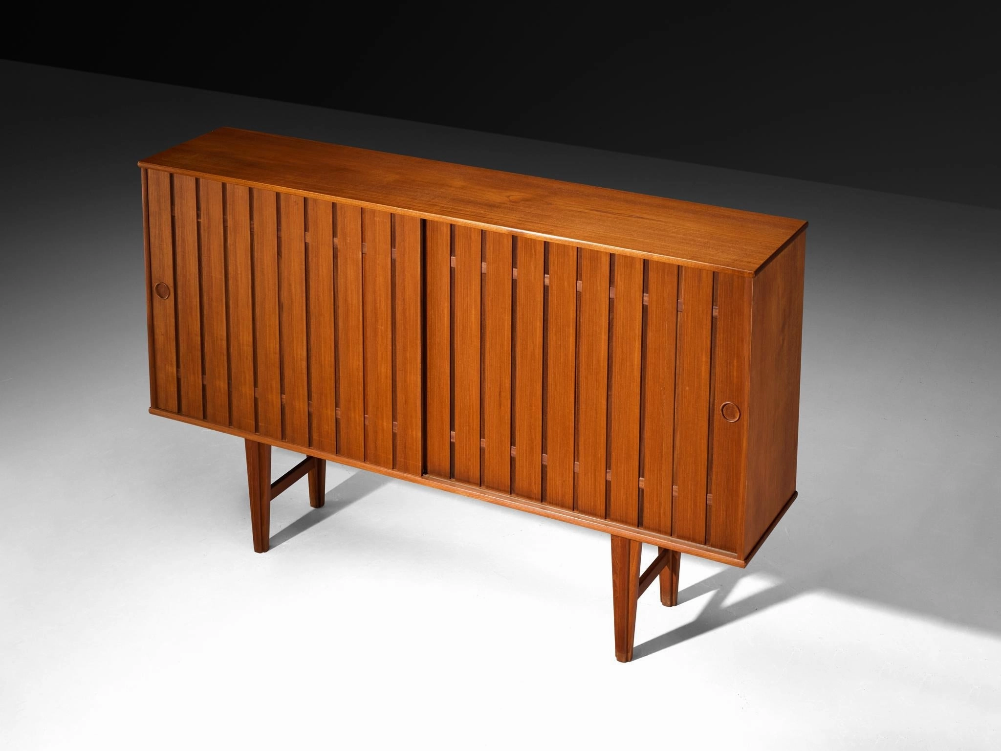 Scandinavian Sideboard With Slatted Doors in Teak