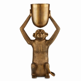 Seated Ape Planter In Antique Gold vase,flower vase,home decoration