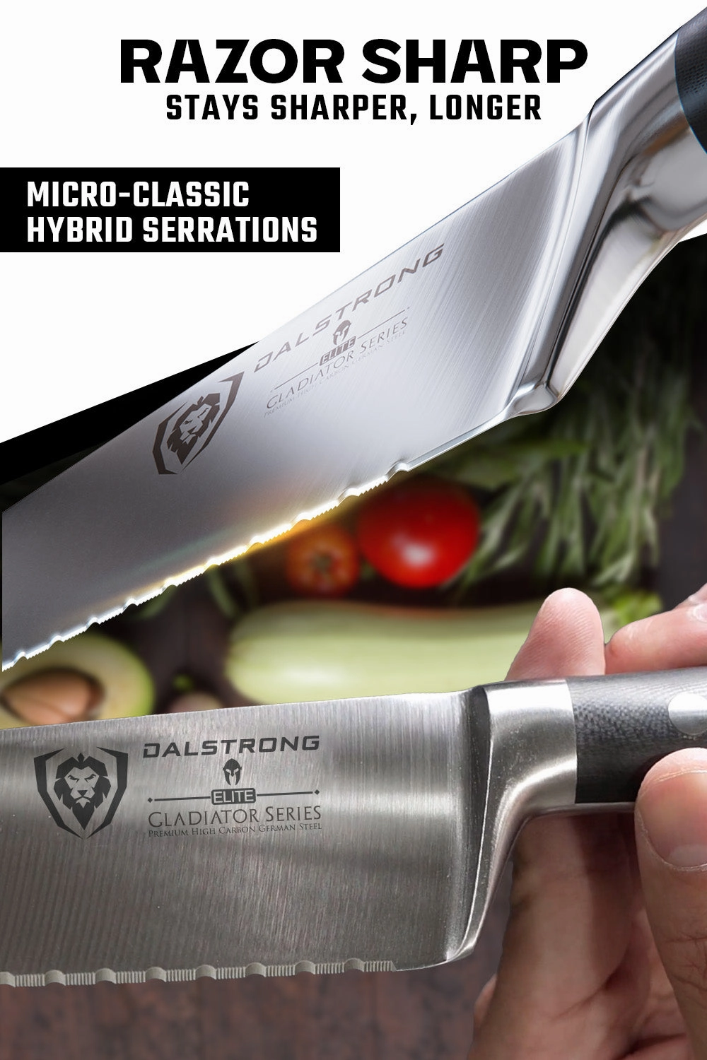 Serrated Chef Knife 7.5" | Gladiator Series | NSF Certified | Dalstrong 
