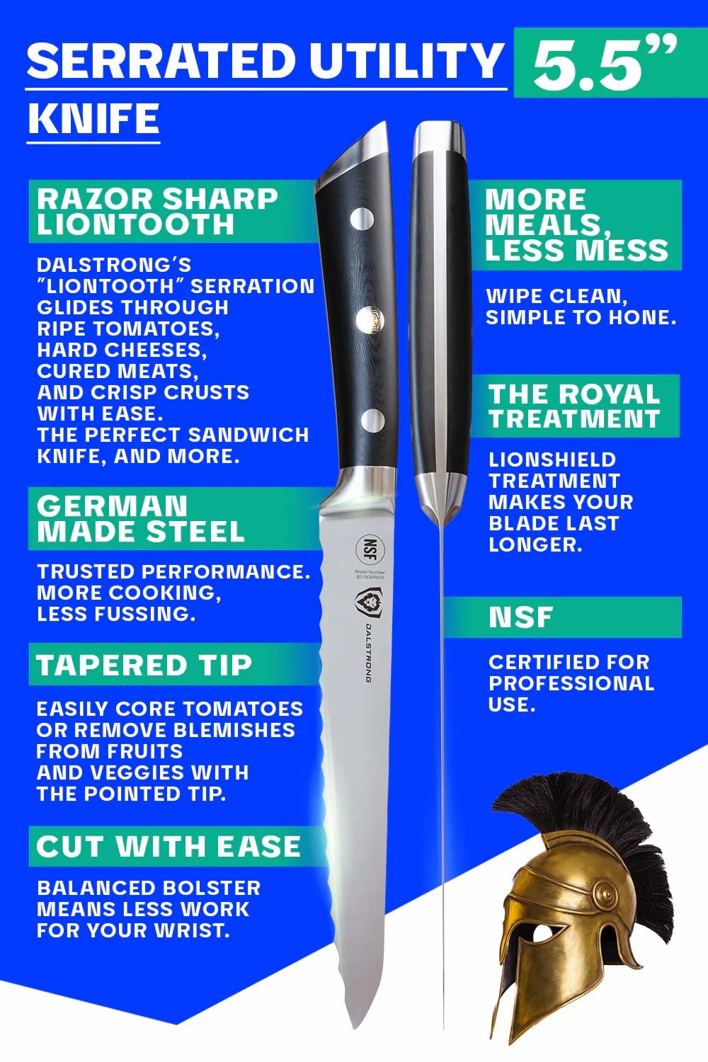 Serrated Utility Knife 5.5" | Gladiator Series | NSF Certified | Dalstrong 