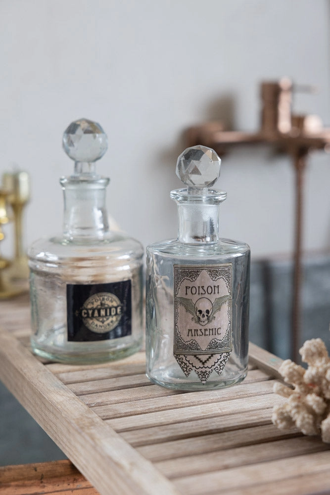 Set of 3 Apothecary-Style Poison Decanter Bottles
