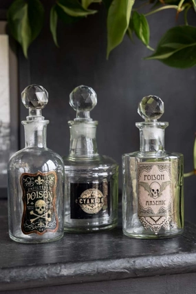 Set of 3 Apothecary-Style Poison Decanter Bottles kitchenware,kitchen essentials,cooking tools