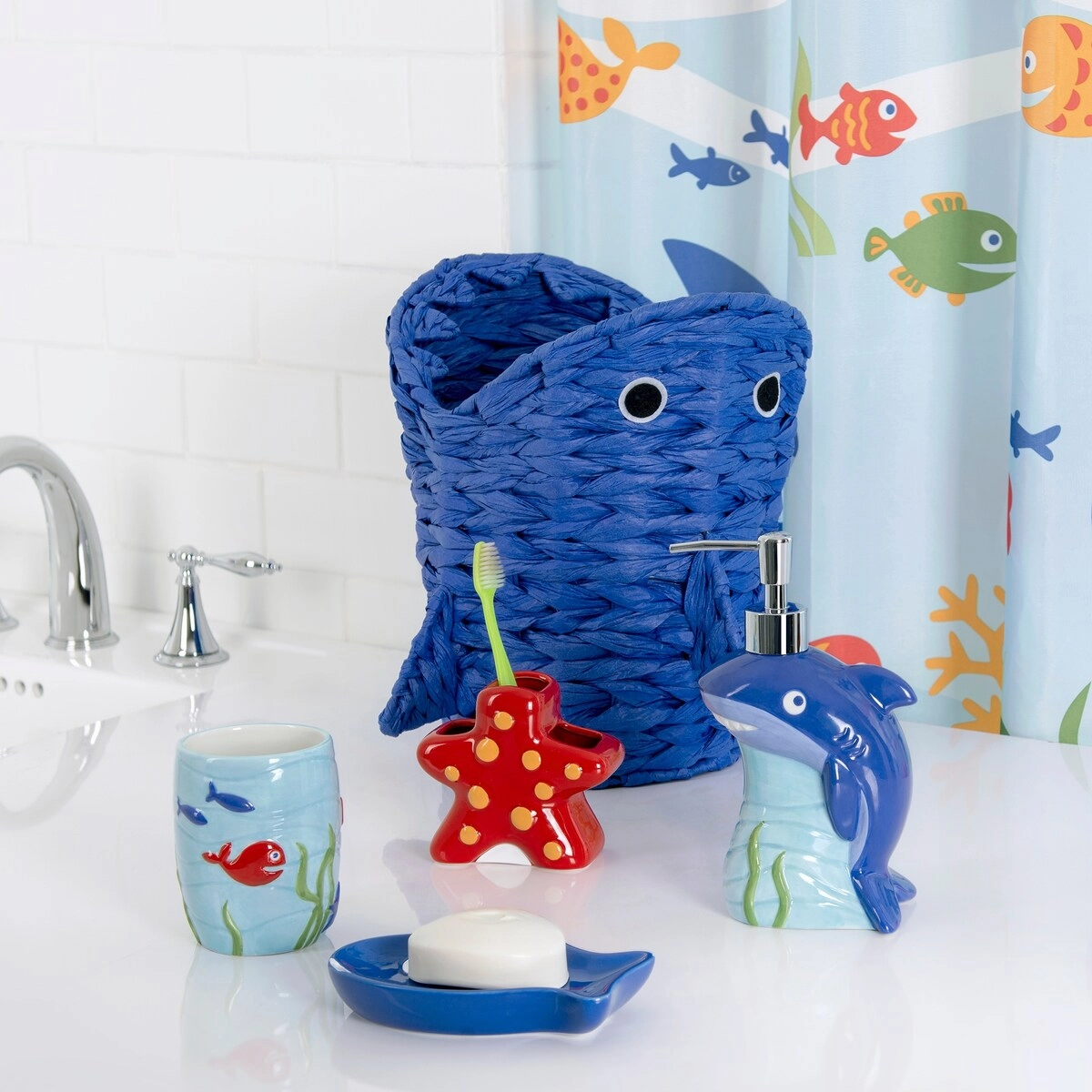 Shark Toothbrush Holder - Multi - 2.36" x 4.21" x 4.04" - 2.36" x 4.21" x 4.04"