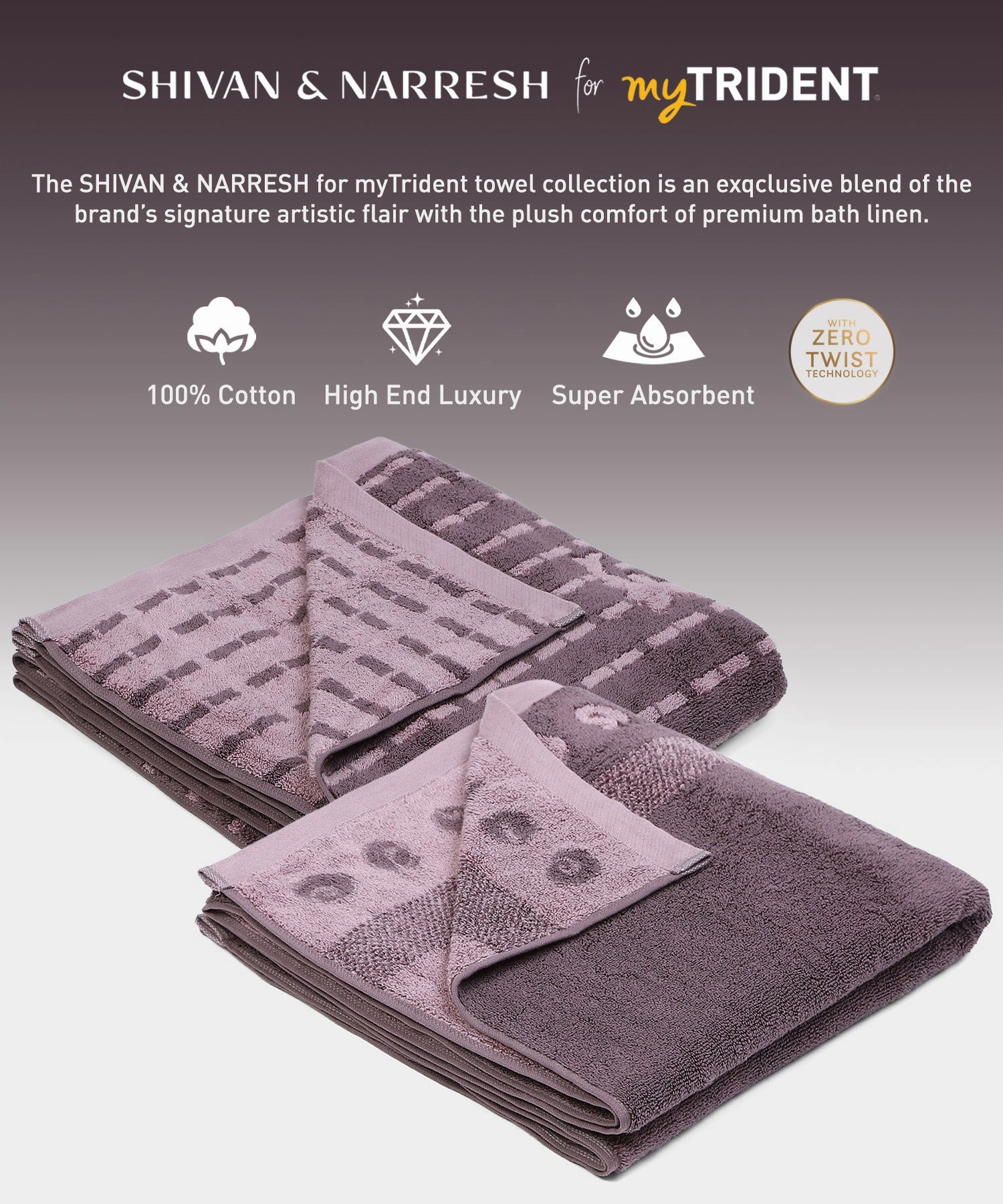 Shivan & Narresh for myTrident 2Pc Bath Towel,Super Soft,Extra Bounce,Hututi