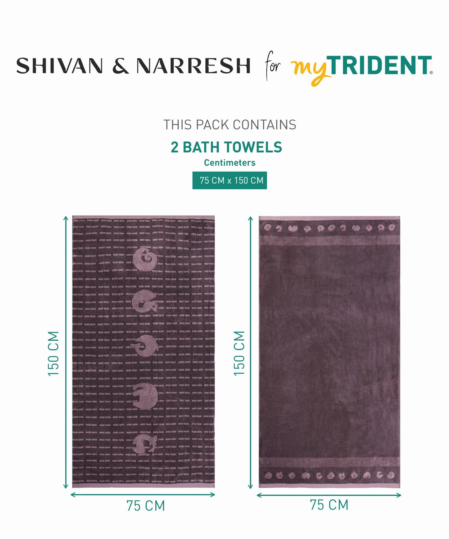 Shivan & Narresh for myTrident 2Pc Bath Towel,Super Soft,Extra Bounce,Hututi