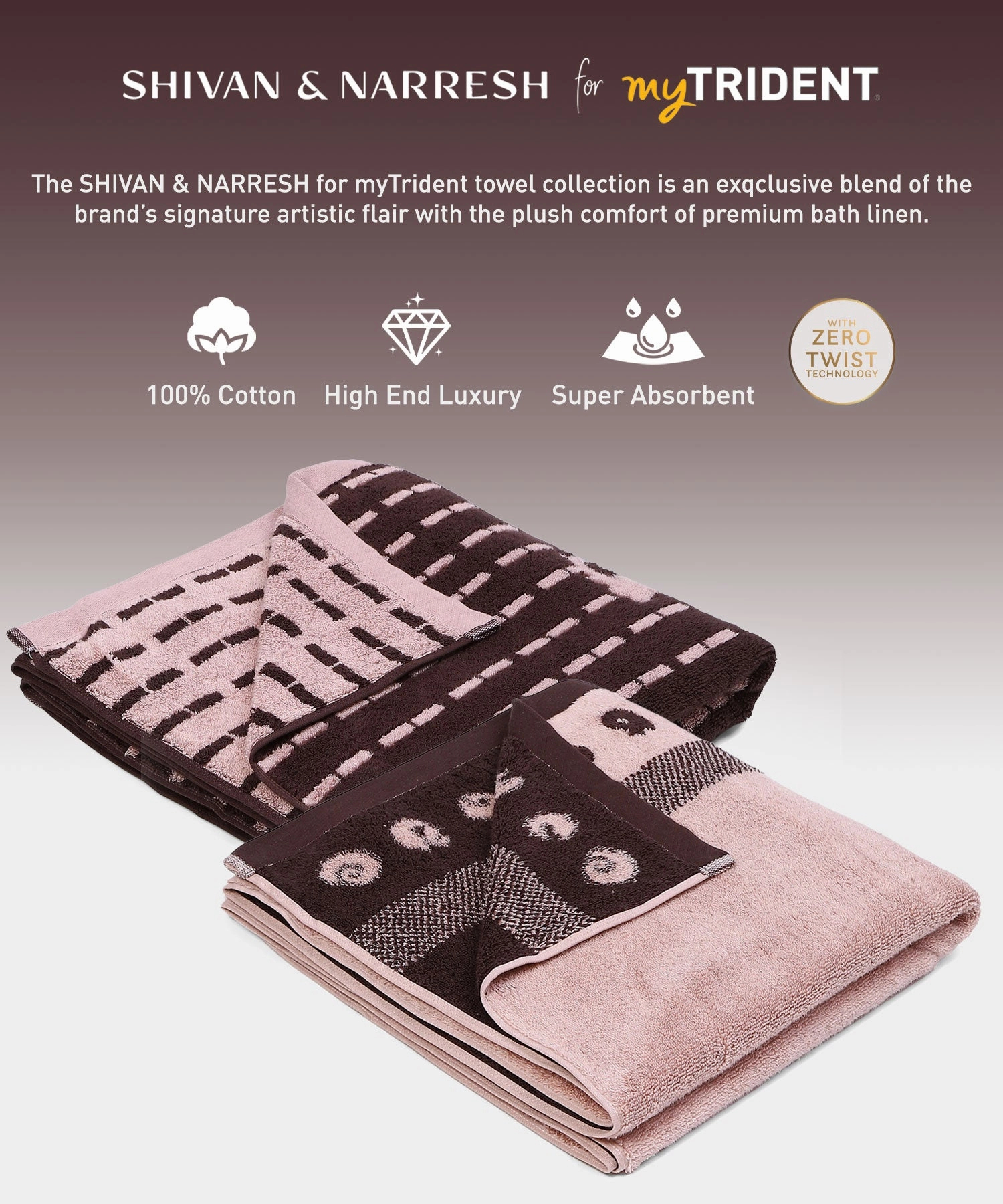 Shivan & Narresh for myTrident 2Pc Bath Towel,Super Soft,Extra Bounce,Morning Calm