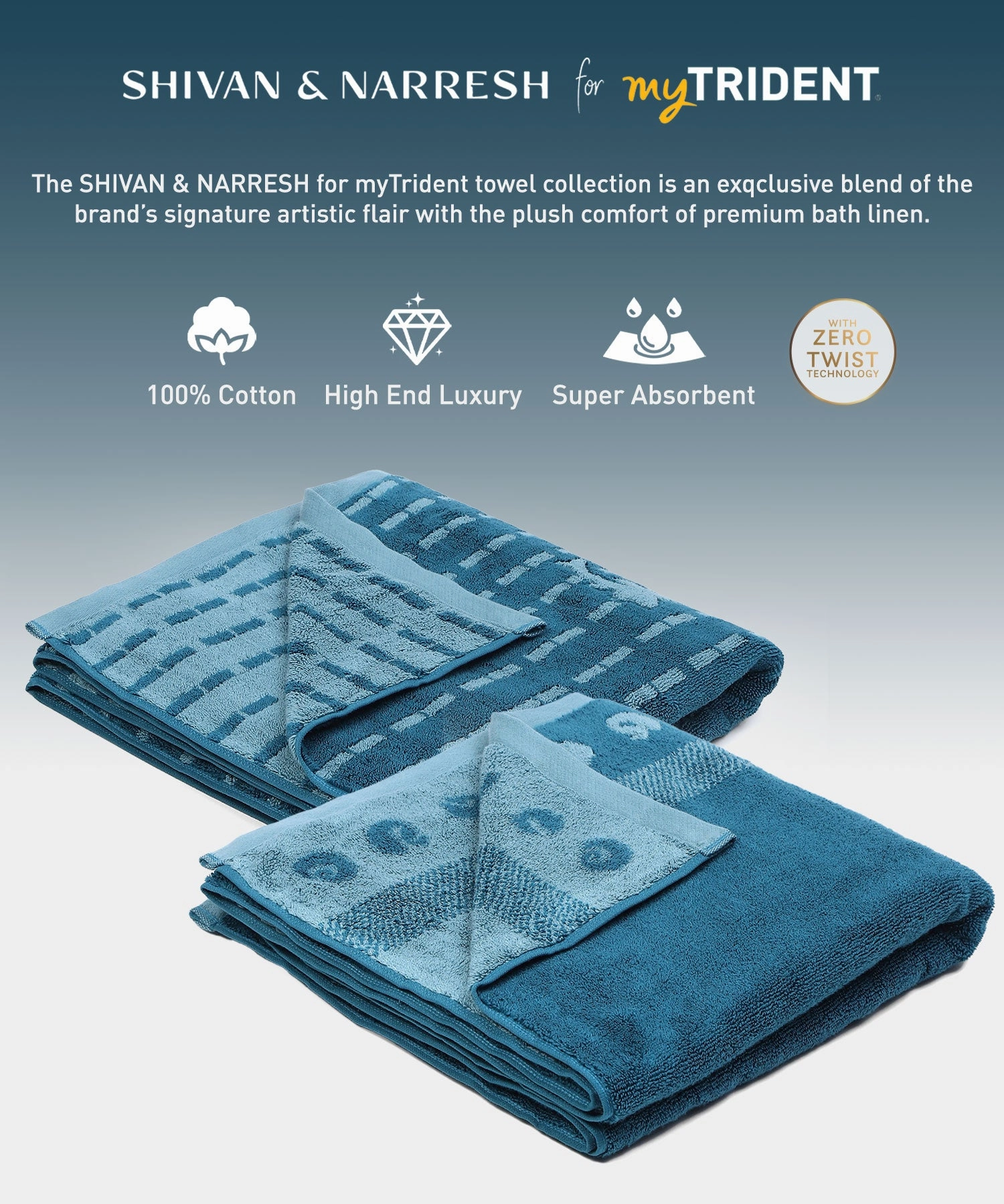 Shivan & Narresh for myTrident 2Pc Bath Towel,Super Soft,Extra Bounce,Surocco