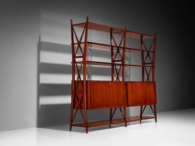Silvio Cavatorta Elegant Library in Mahogany storage cabinet,organizer,furniture storage