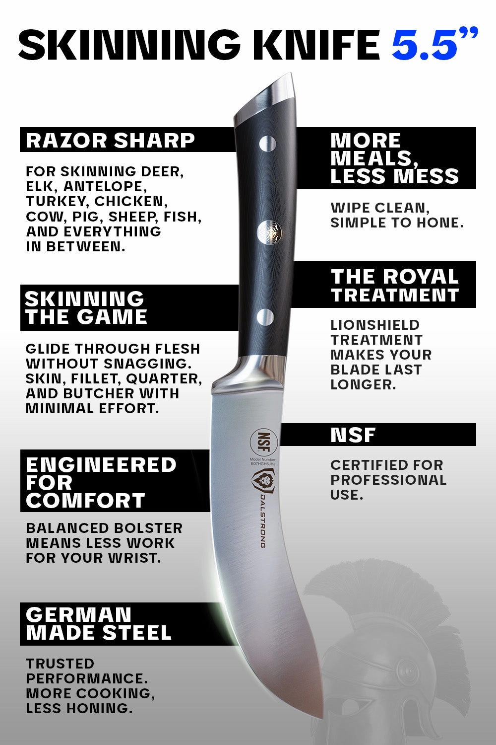 Skinning & Boning Knife 5.5" | Gladiator Series | NSF Certified | Dalstrong 