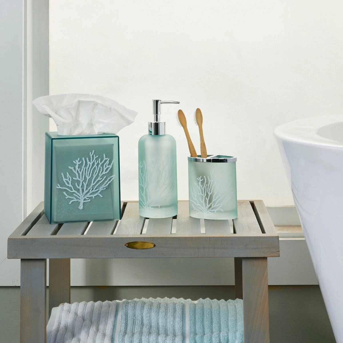 SKL Home Coral Reef Toothbrush Holder - Blue - 3.65x2.16x4.13
