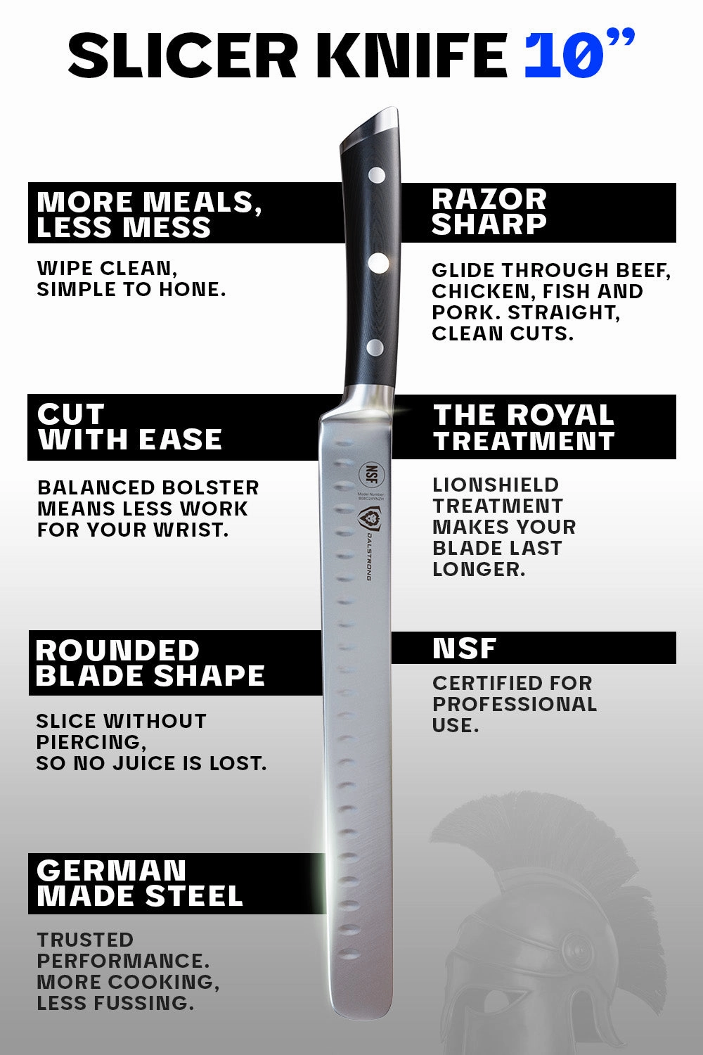 Slicing & Carving Knife 10" | Gladiator Series | NSF Certified | Dalstrong 