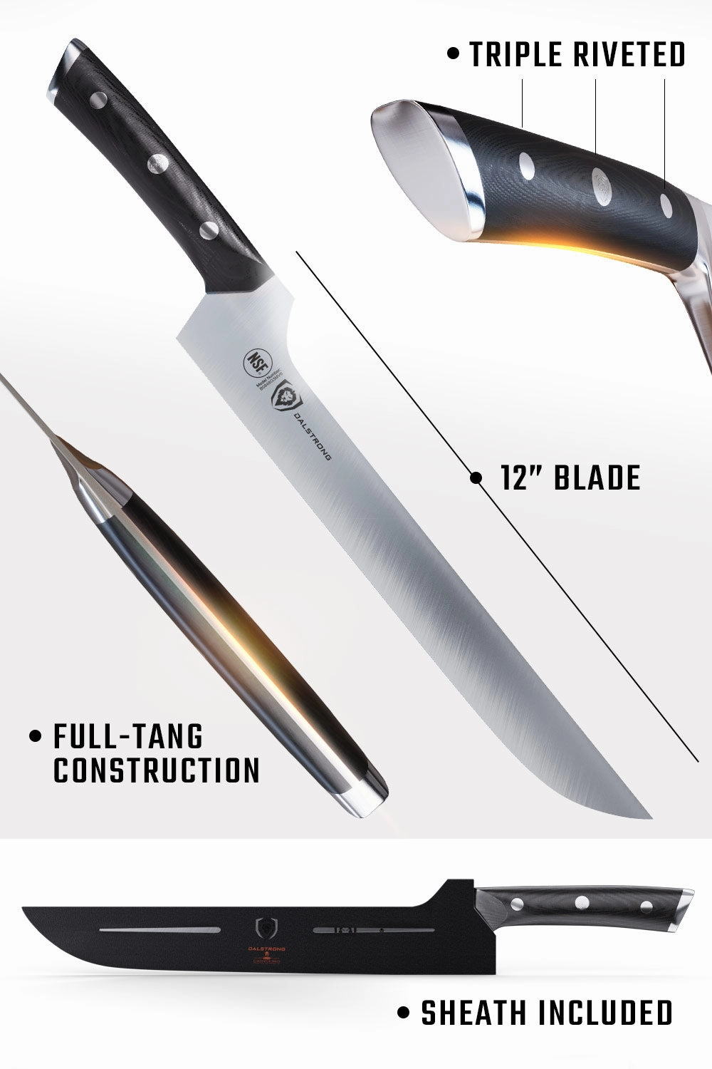 Slicing & Carving Knife 12" | Offset Blade | Gladiator Series | NSF Certified | Dalstrong 