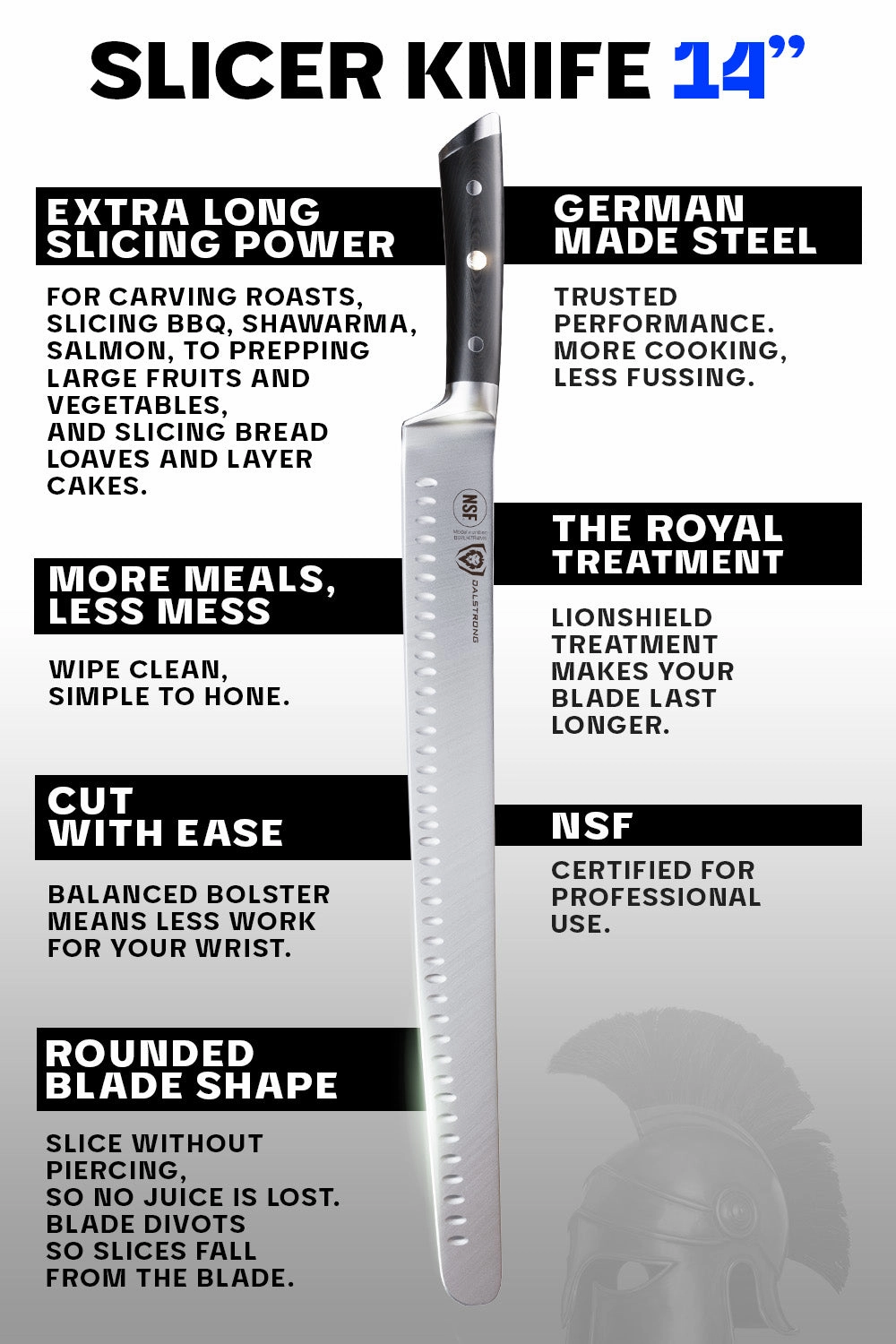 Slicing & Carving Knife 14" Extra-Long | Gladiator Series | NSF Certified | Dalstrong 