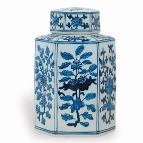 Small Blue and White Porcelain Floral Tea Jar vase,flower vase,home decoration