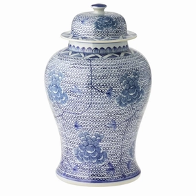 Small Blue and White Porcelain Temple Jar with Flowers vase,flower vase,home decoration