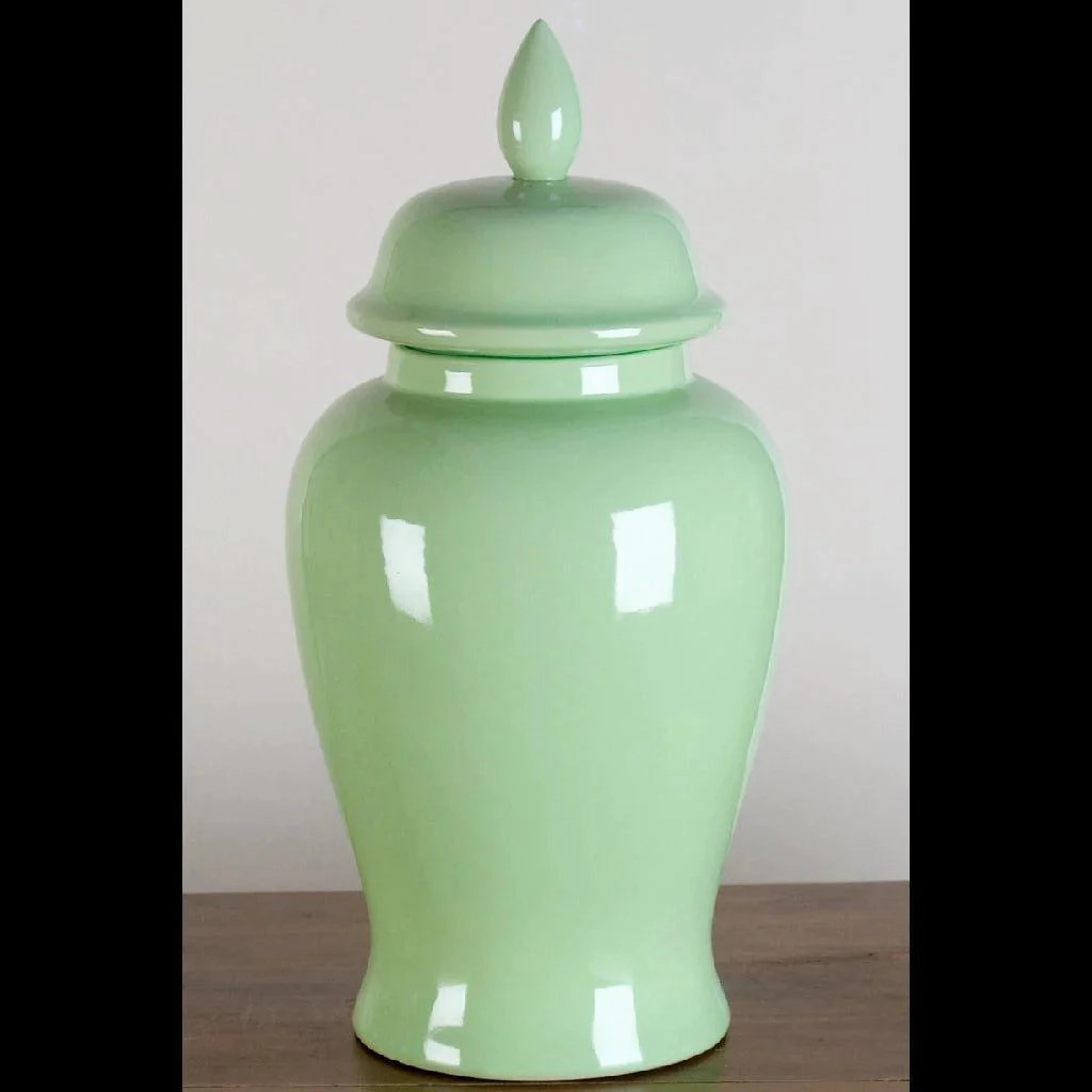 Small Lime Green Porcelain Temple Jar