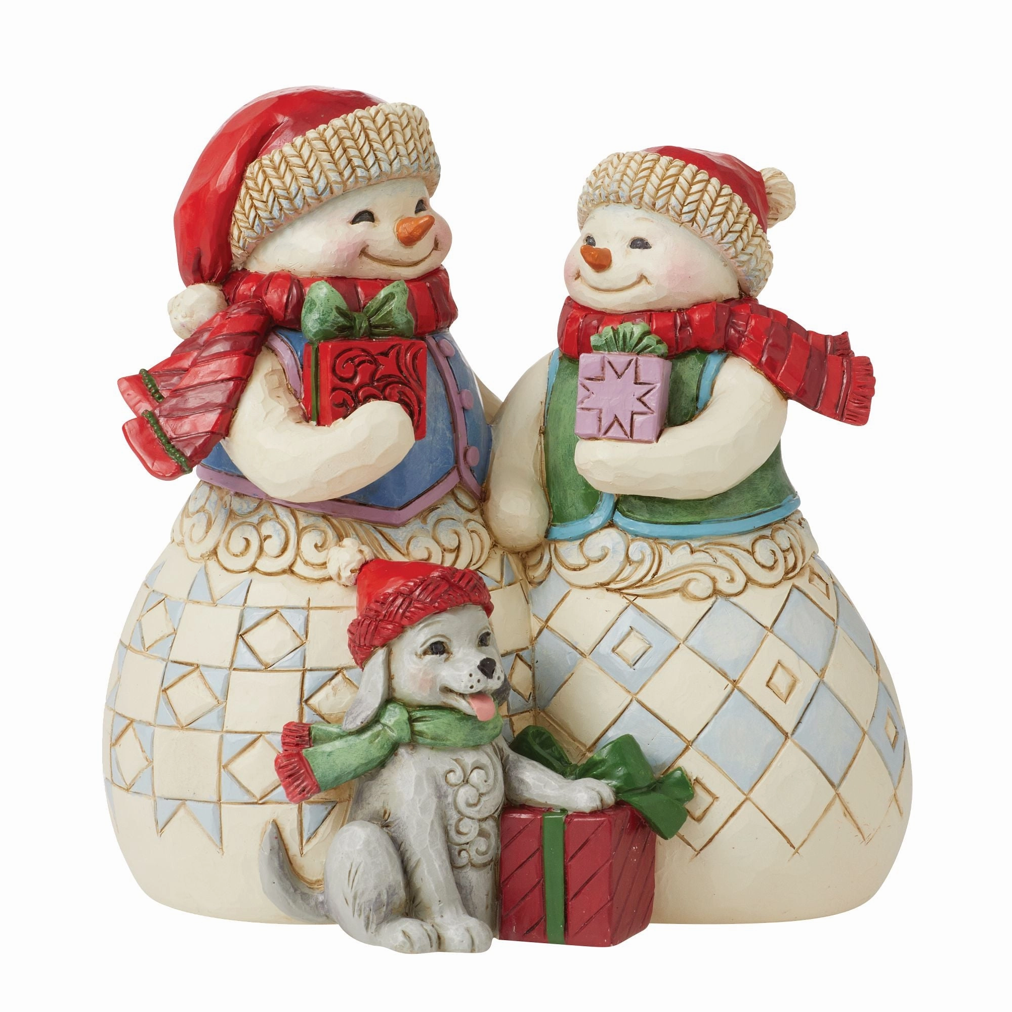 Snow Couple with Puppy Fig figurines,decorative figurines,home accents