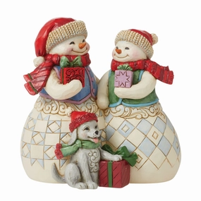 Snow Couple with Puppy Fig figurines,decorative figurines,home accents