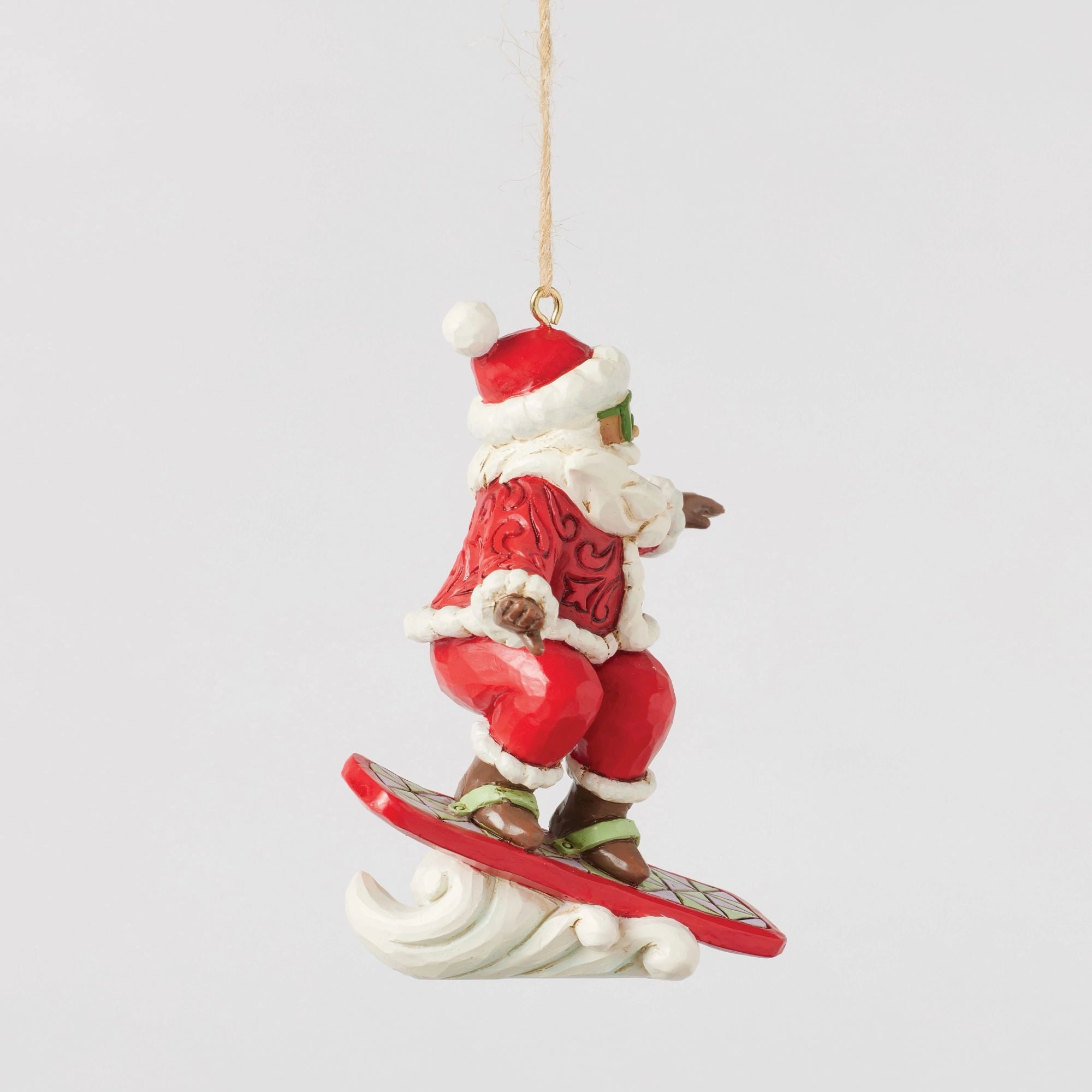Snowboarding Santa Ornament