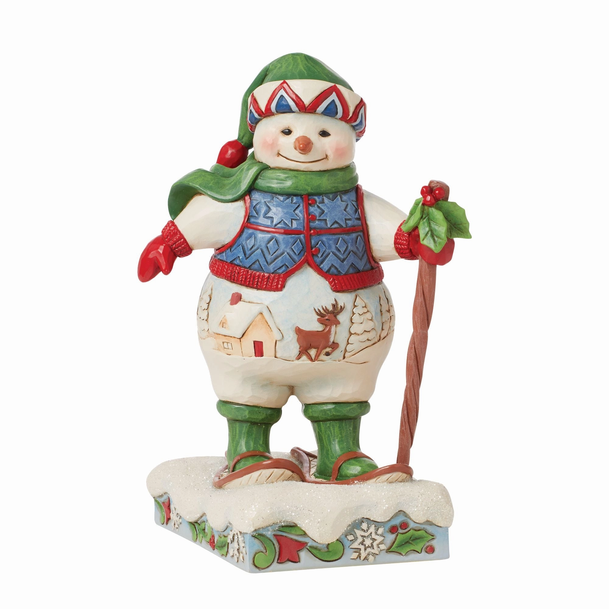 Snowman wearing Snowshoes Fig figurines,decorative figurines,home accents