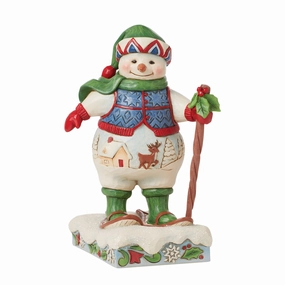Snowman wearing Snowshoes Fig figurines,decorative figurines,home accents
