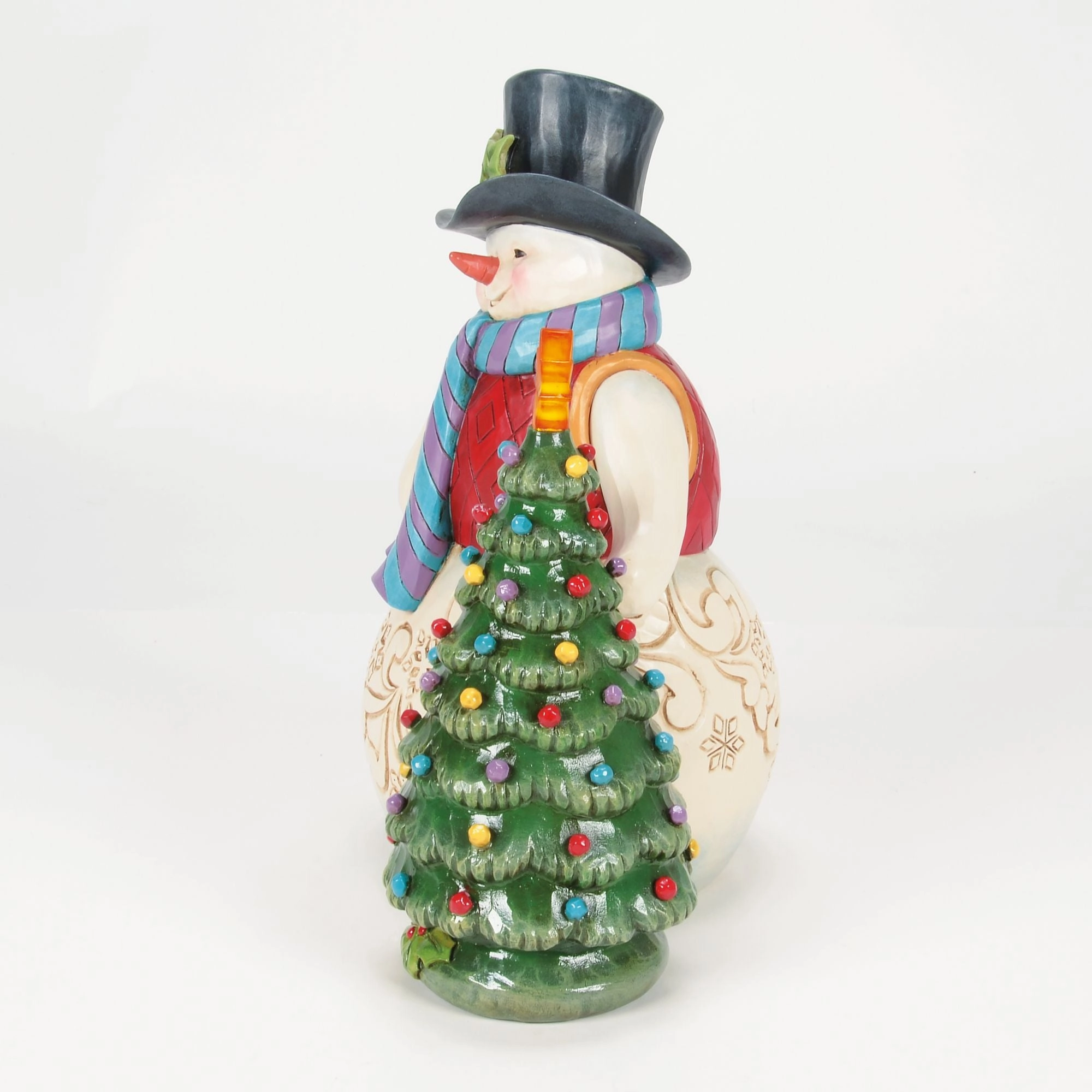 Snowman With Vintage LED Tree