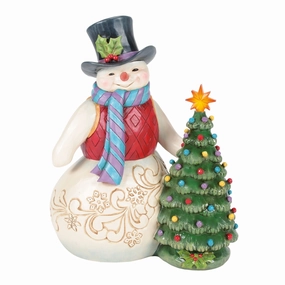 Snowman With Vintage LED Tree figurines,decorative figurines,home accents