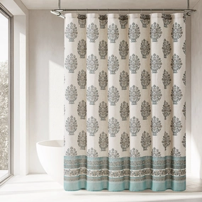 Sofia Flower Block Bouquet Shower Curtain shower curtain,bath curtain,bathroom decor