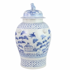 Soft Blue Village Scene Jar vase,flower vase,home decoration