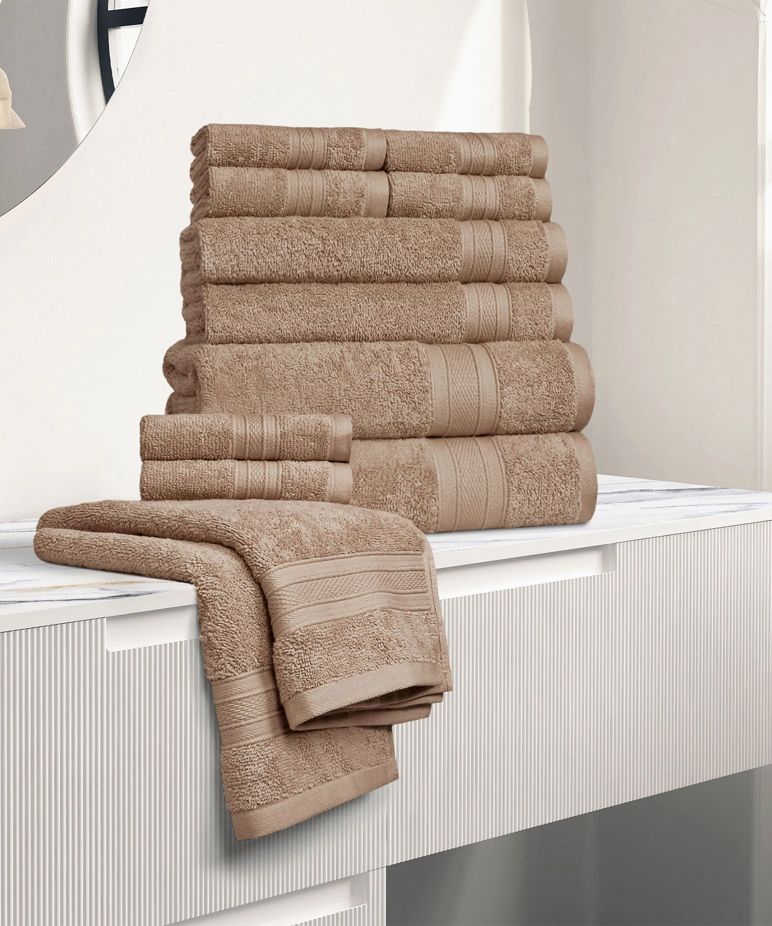 Soft Comfort, 12Pc Set,Air Rich Technology Towel Set , 509 GSM,Acorn