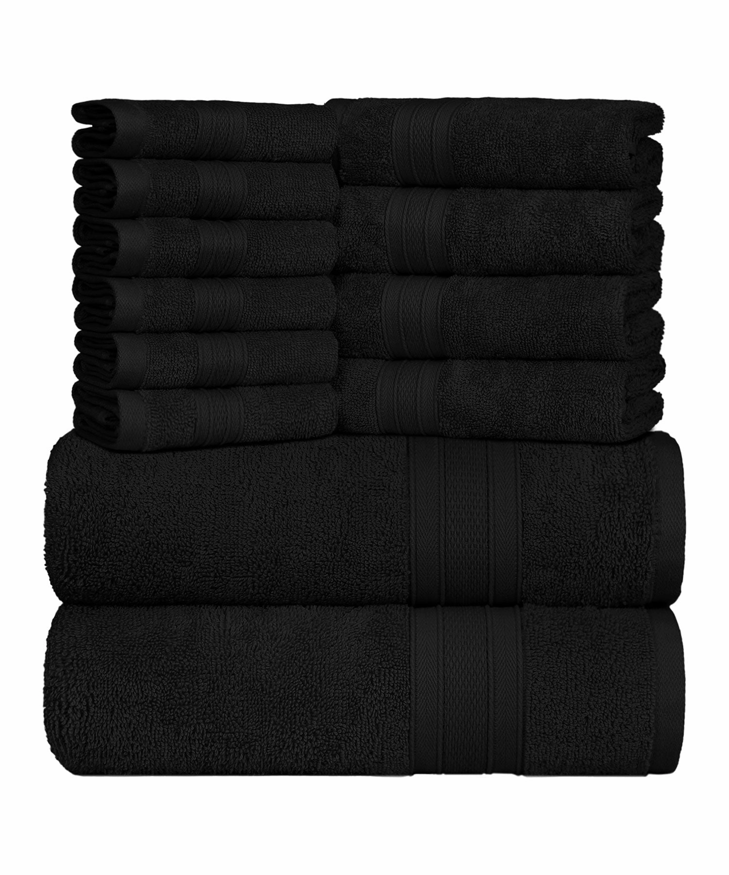 Soft Comfort, 12Pc Set,Air Rich Technology Towel Set , 509 GSM,Black