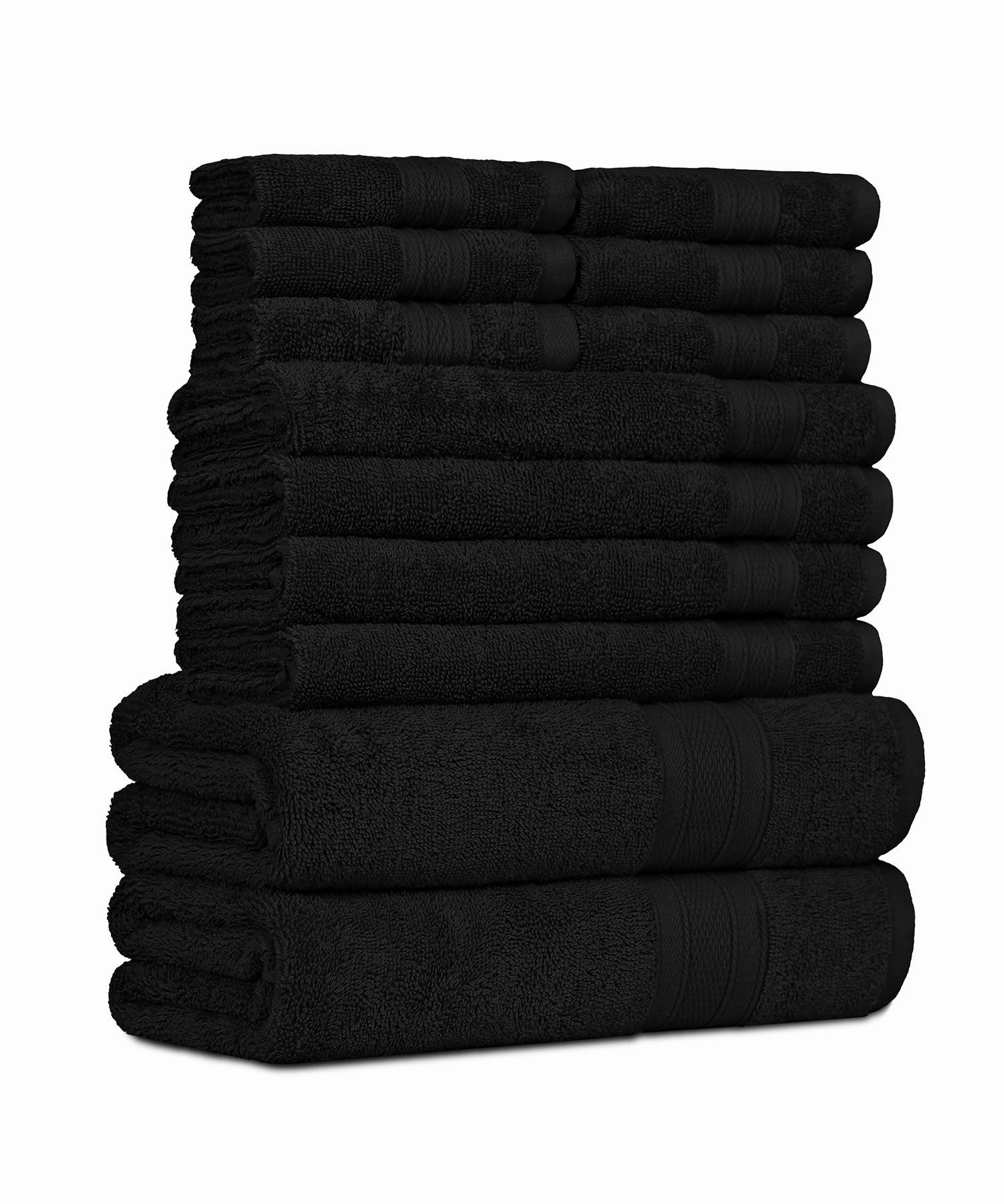 Soft Comfort, 12Pc Set,Air Rich Technology Towel Set , 509 GSM,Black