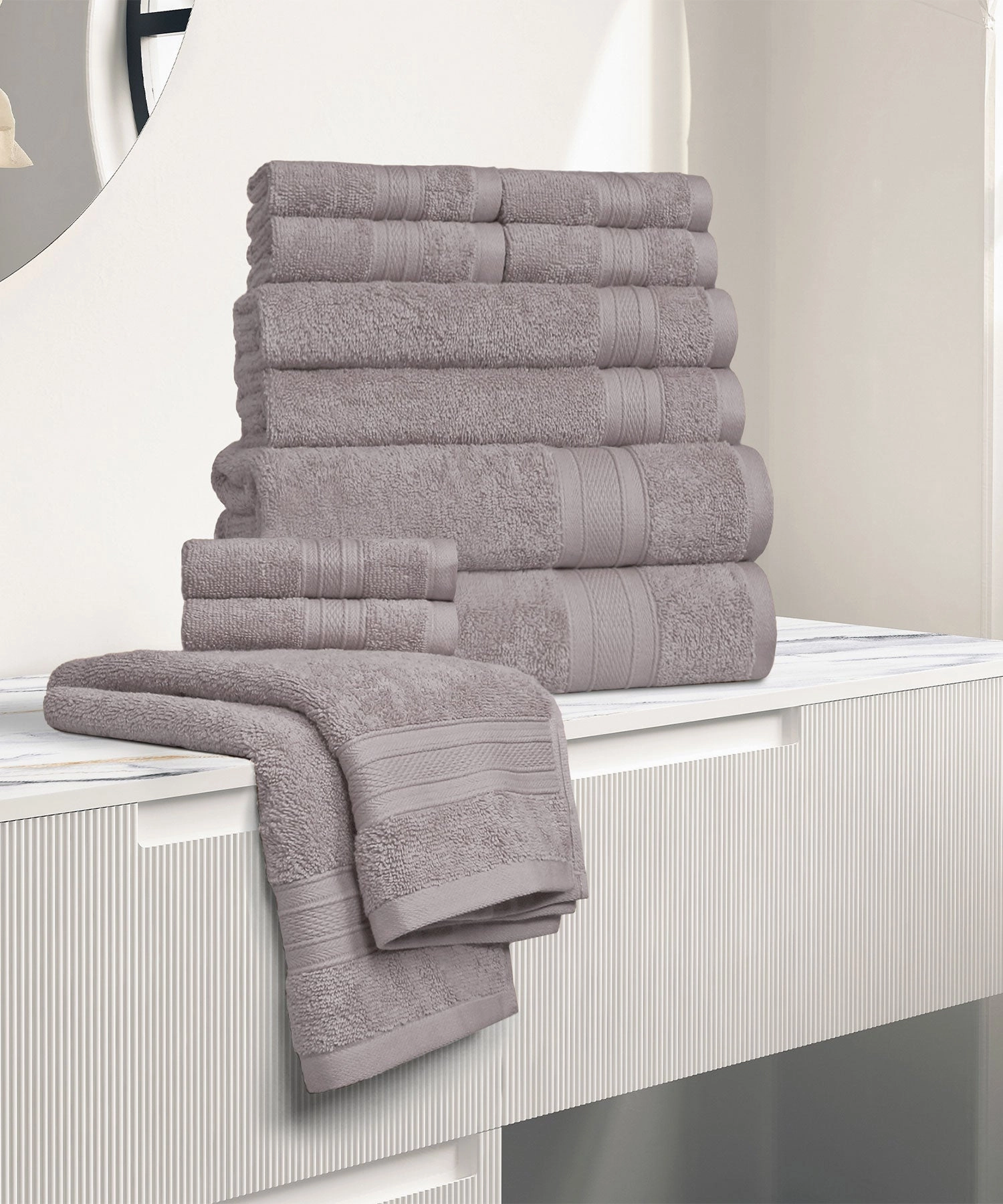 Soft Comfort, 12Pc Set,Air Rich Technology Towel Set , 509 GSM,Charcoal