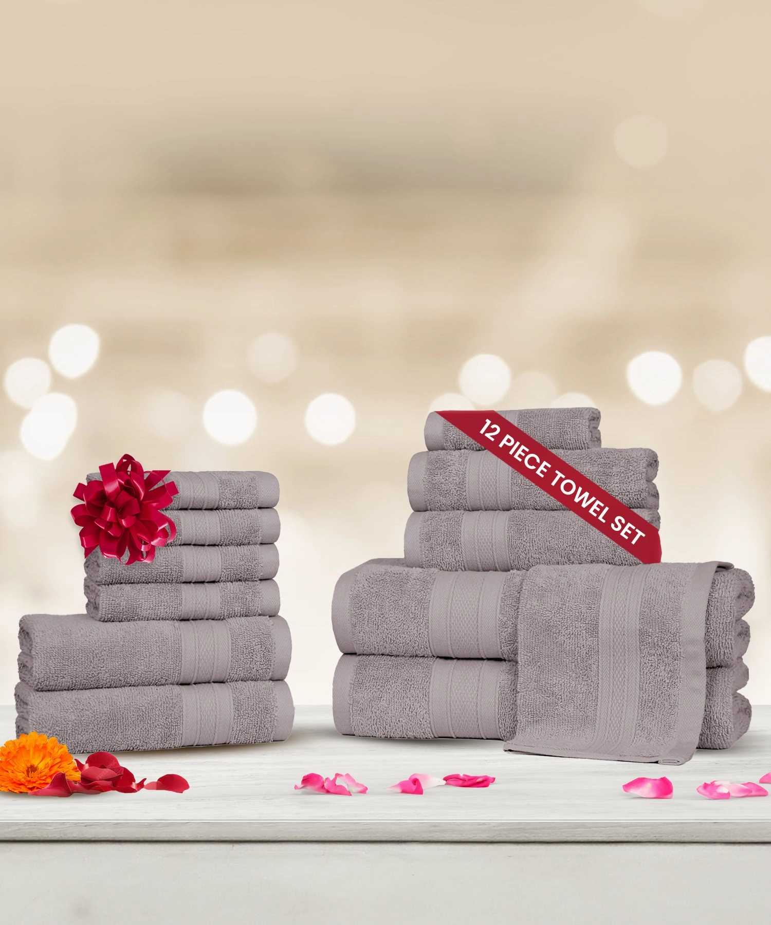 Soft Comfort, 12Pc Set,Air Rich Technology Towel Set , 509 GSM,Charcoal