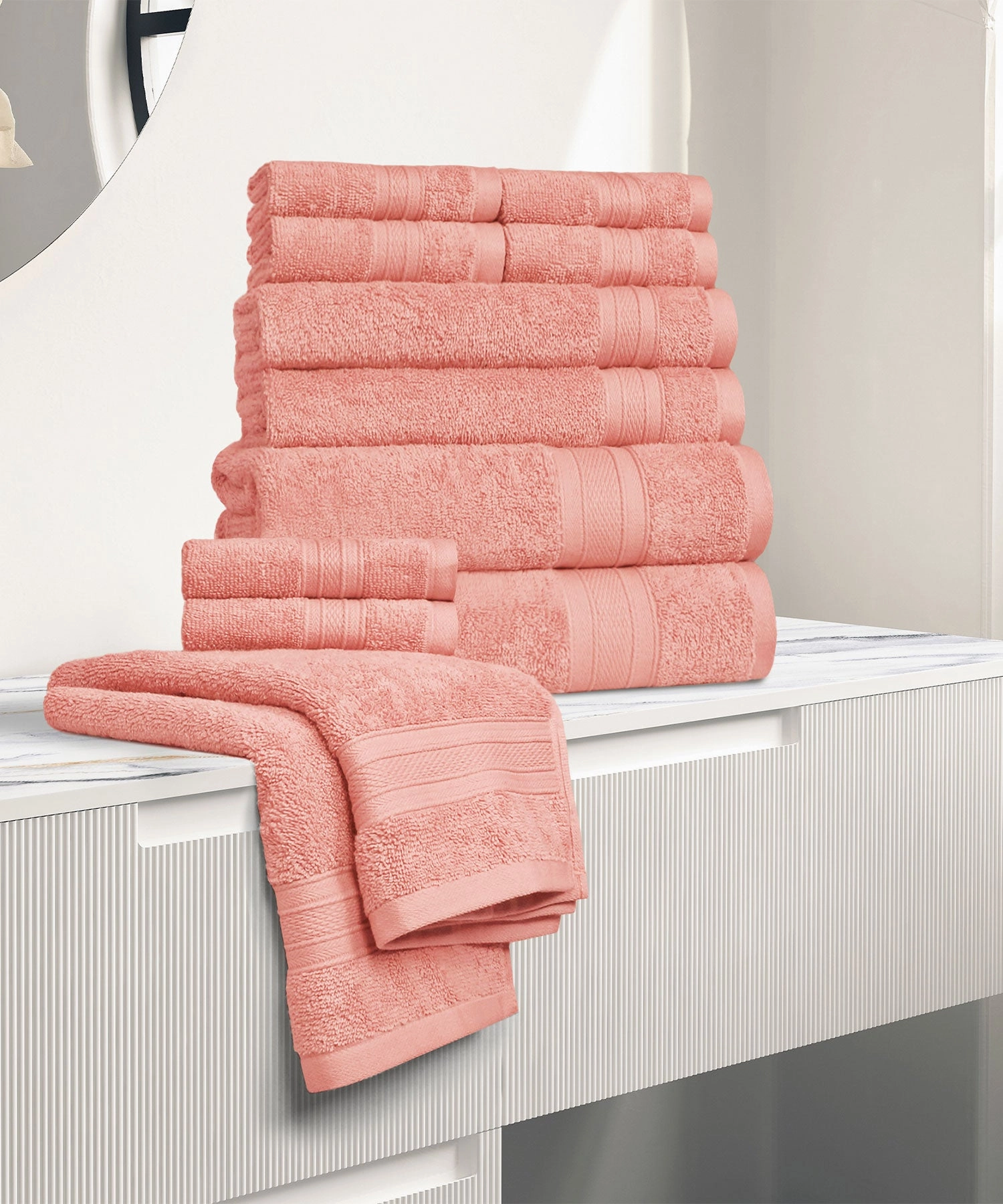 Soft Comfort, 12Pc Set,Air Rich Technology Towel Set ,  509 GSM,Coral Haze