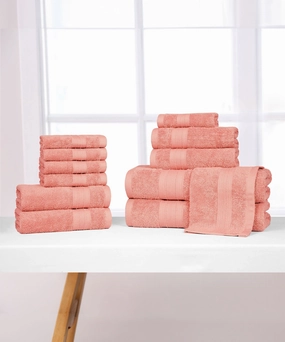 Soft Comfort, 12Pc Set,Air Rich Technology Towel Set ,  509 GSM,Coral Haze bath towels,soft towels,bathroom textiles