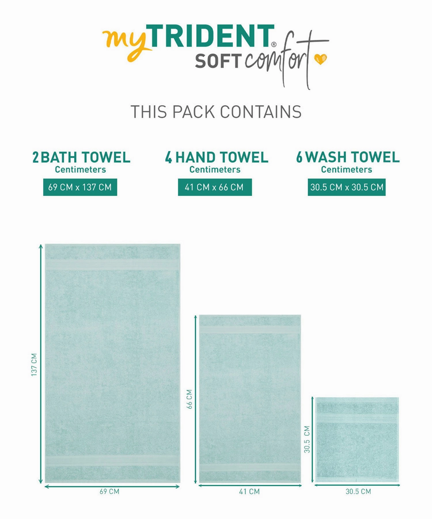 Soft Comfort, 12Pc Set,Air Rich Technology Towel Set , 509 GSM,Nile Blue