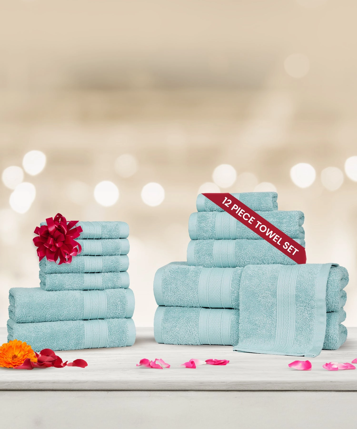 Soft Comfort, 12Pc Set,Air Rich Technology Towel Set , 509 GSM,Nile Blue