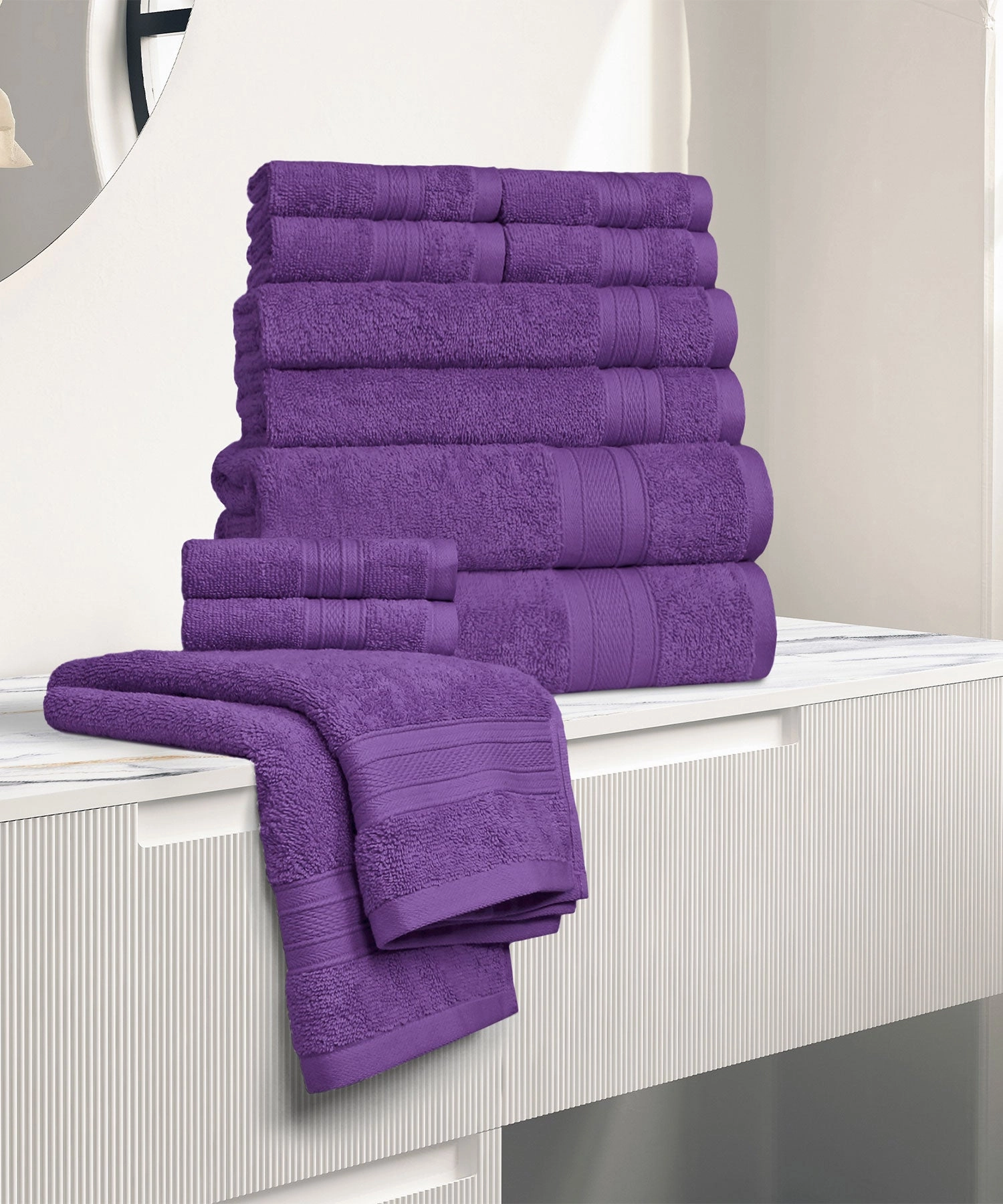 Soft Comfort, 12Pc Set,Air Rich Technology Towel Set ,  509 GSM,Plum