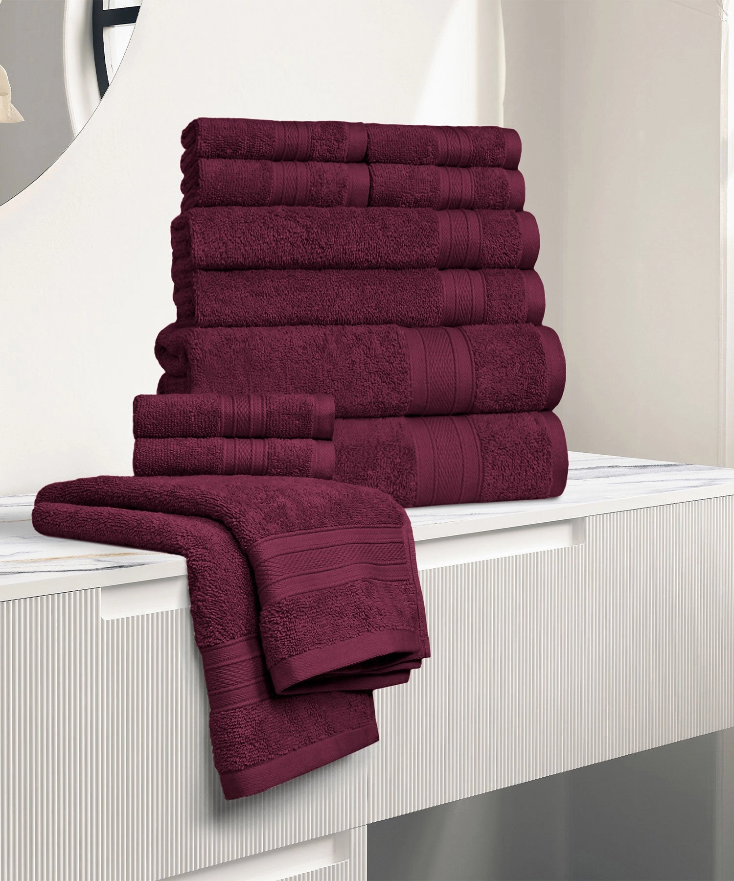 Soft Comfort, 12Pc Set,Air Rich Technology Towel Set , 509 GSM,Red Wine